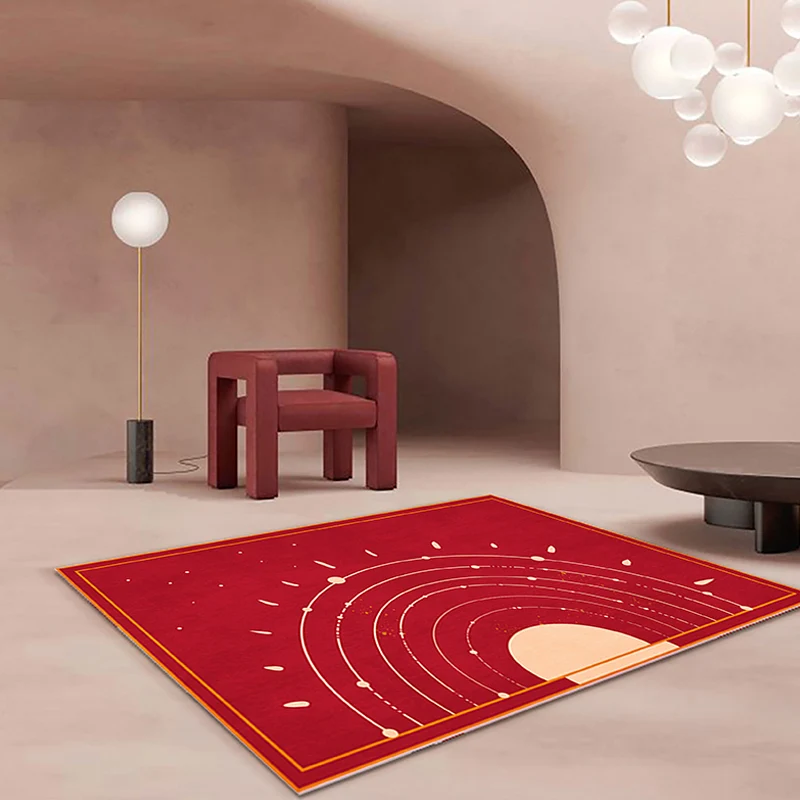 Alfombra con diseño de sol rojo, alfombra sencilla de poliéster, lavable, antideslizante, apta para mascotas, para sala de...