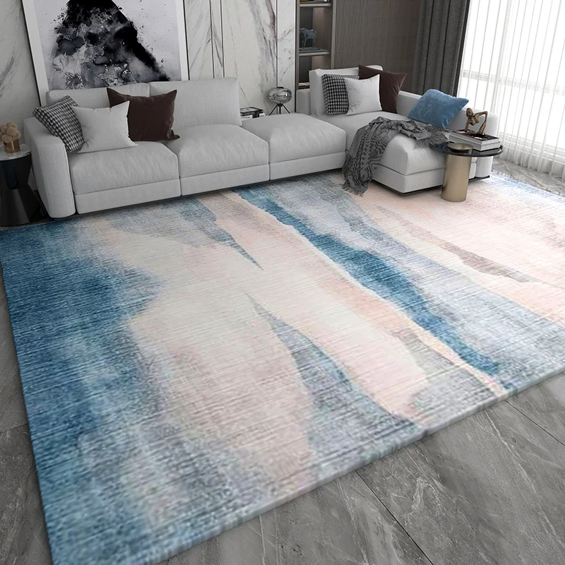 Alfombra con estampado abstracto multicolor, mezcla de algodón, alfombra moderna que admite mascotas, área de fácil cuidad...