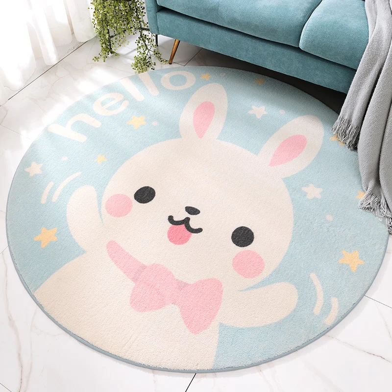 Alfombra con estampado de dibujos animados, alfombra multicolor de lana de cordero, alfombra lavable antideslizante para d...