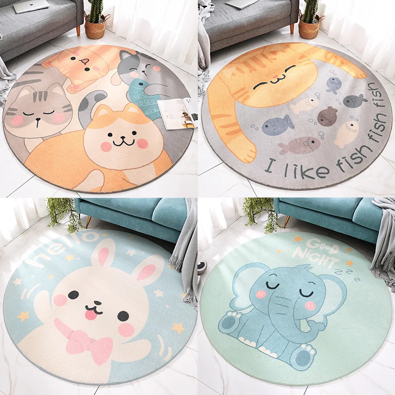 Alfombra con estampado de dibujos animados, alfombra multicolor de lana de cordero, alfombra lavable antideslizante para d...