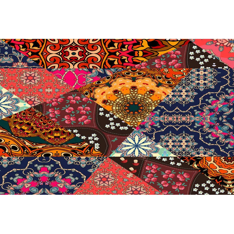 Alfombra con estampado floral marroquí, alfombra colorida de poliéster, alfombra lavable antideslizante para decoración de...