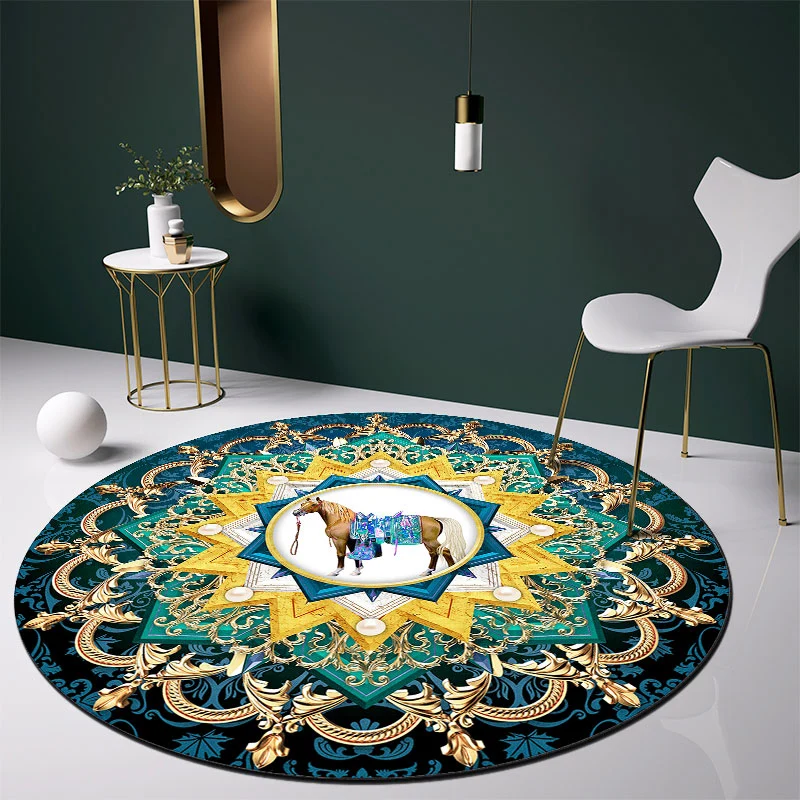 Alfombra con estampado de flores orientales, alfombra de polipropileno multicolor con respaldo antideslizante, alfombra in...