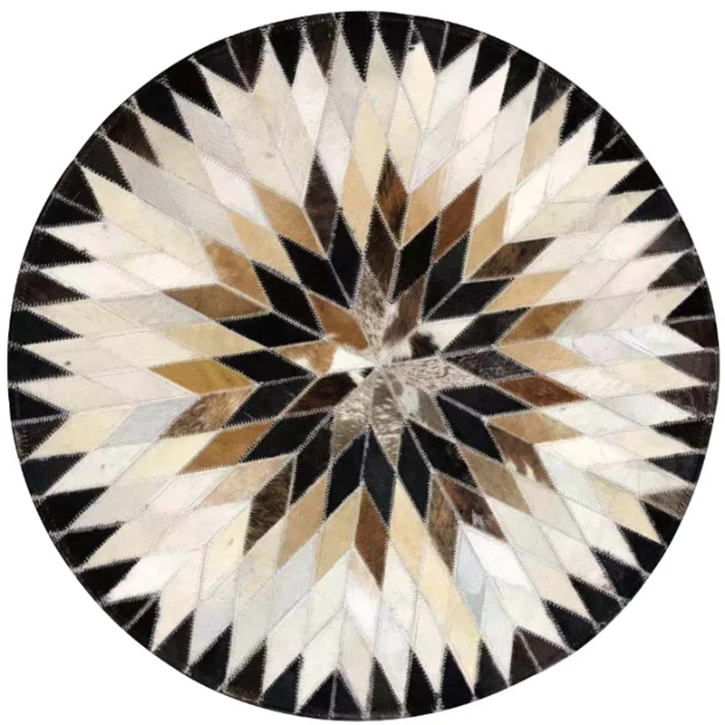 Alfombra con estampado geométrico multicolor, alfombra de piel de vaca nórdica, alfombra de fácil cuidado que admite masco...