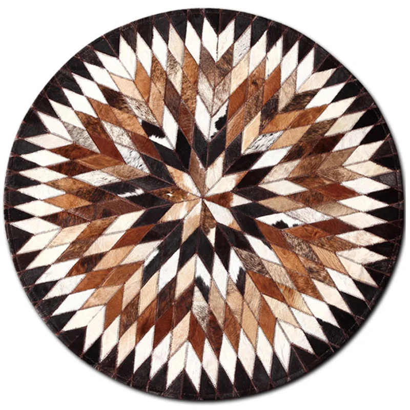 Alfombra con estampado geométrico multicolor, alfombra de piel de vaca nórdica, alfombra de fácil cuidado que admite masco...