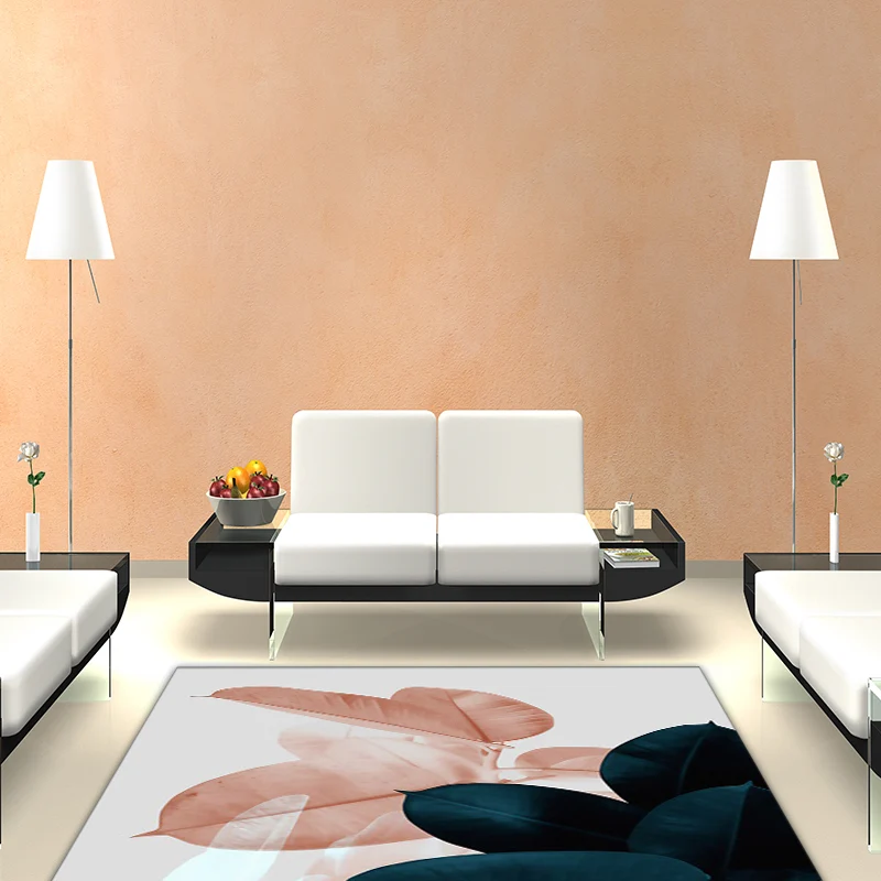 Alfombra con estampado de hojas simples, alfombra Oriental azul oscuro, poliéster, lavable, antideslizante, para sala de e...