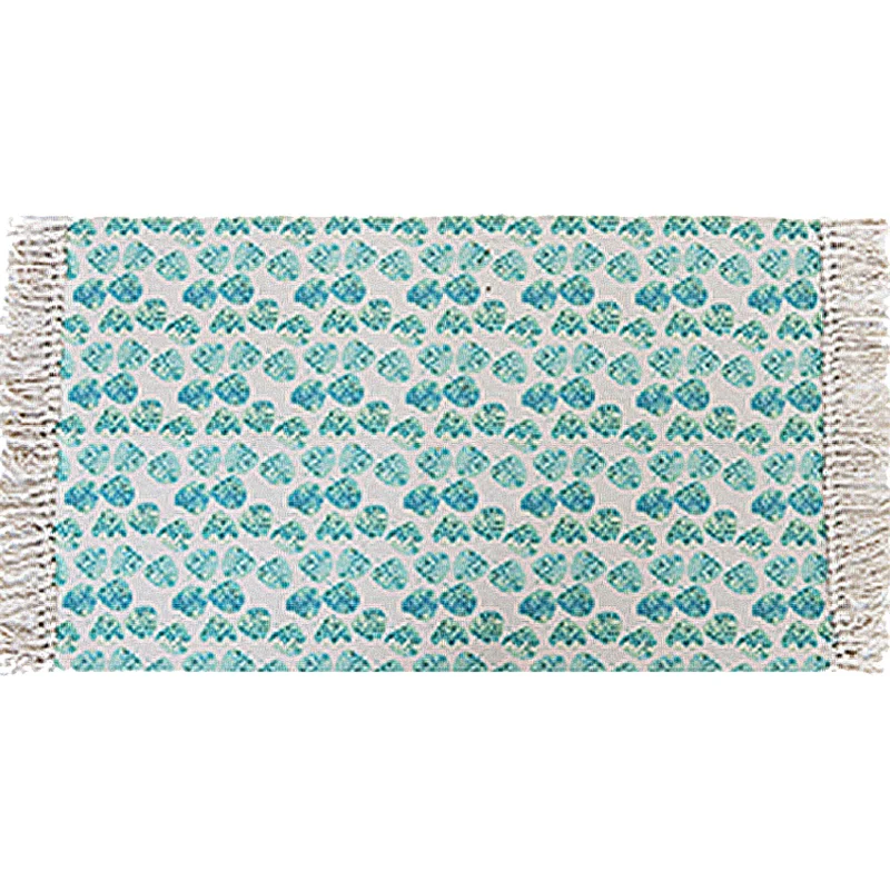 Alfombra con estampado de hojas tropicales, alfombra de algodón verde, antideslizante, lavable, apta para mascotas, para s...