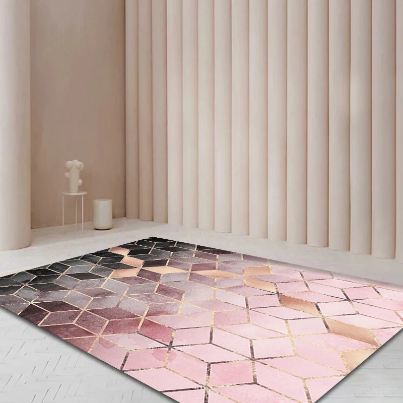 Alfombra con estampado de matriz de colores degradados, alfombra sintética atrevida, alfombra de fácil cuidado para decora...