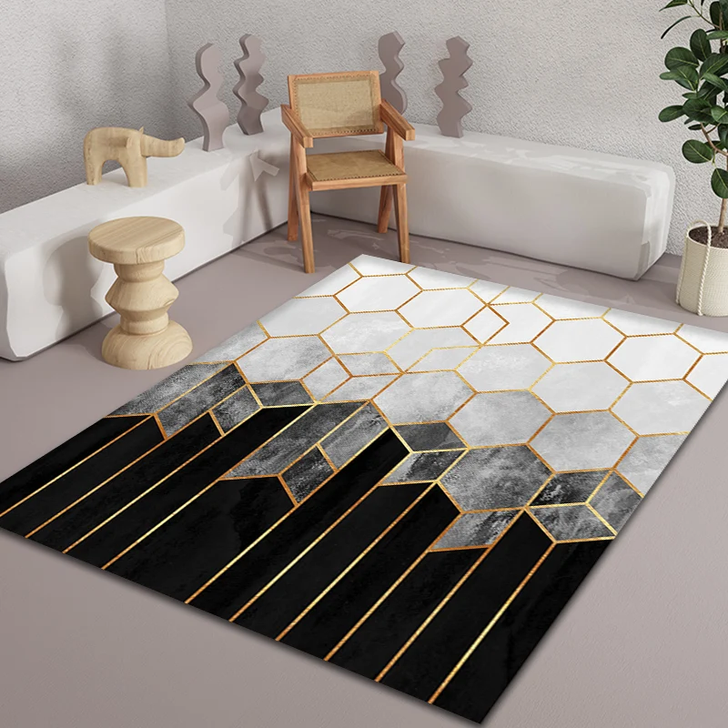 Alfombra con estampado de matriz de colores degradados, alfombra sintética atrevida, alfombra de fácil cuidado para decora...