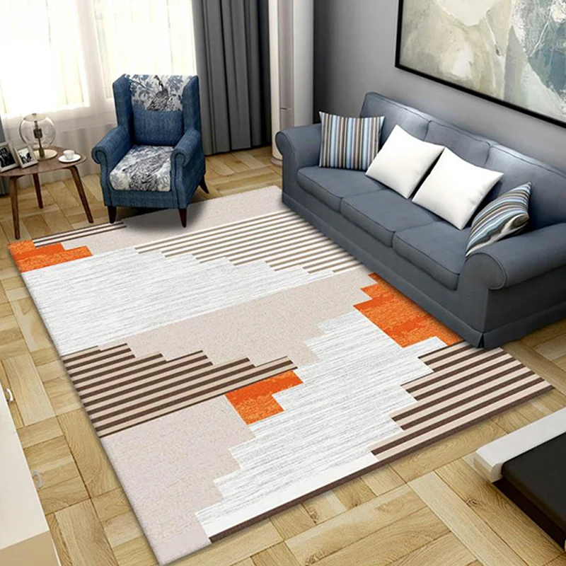 Alfombra con estampado de rayas multicolor, alfombra moderna de poliéster, alfombra lavable antideslizante que admite masc...