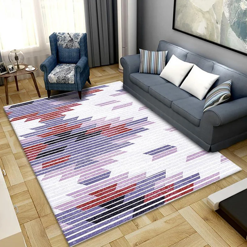 Alfombra con estampado de rayas multicolor, alfombra moderna de poliéster, alfombra lavable antideslizante que admite masc...