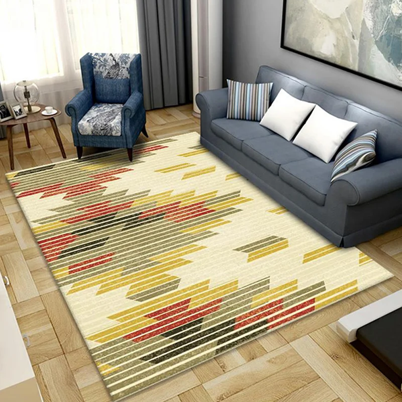 Alfombra con estampado de rayas multicolor, alfombra moderna de poliéster, alfombra lavable antideslizante que admite masc...