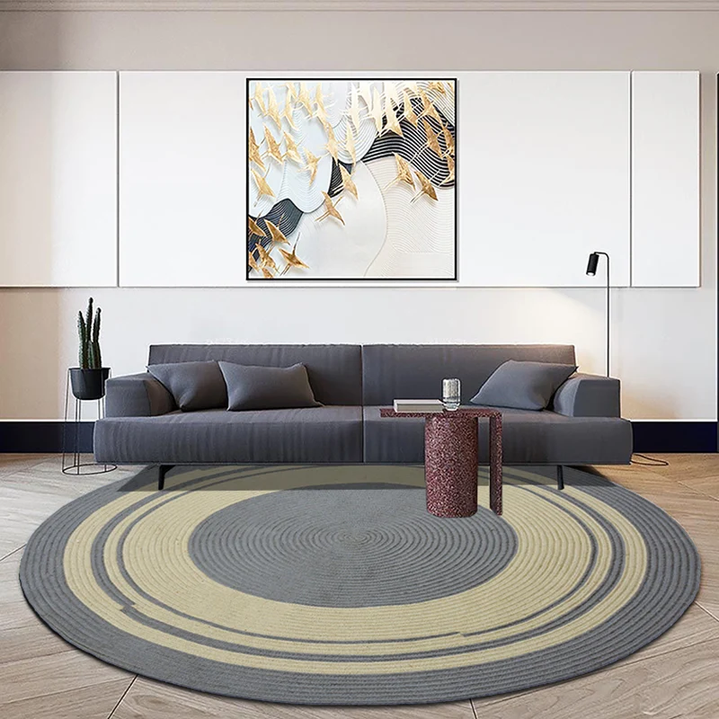 Alfombra con patrón de círculo geométrico, alfombra rural de sisal, alfombra antideslizante lavable para dormitorio Negro...