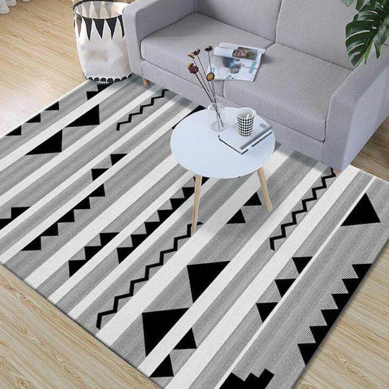 Alfombra con patrón geométrico multicolor, alfombra de poliéster, alfombra lavable antideslizante para sala de estar Albar...