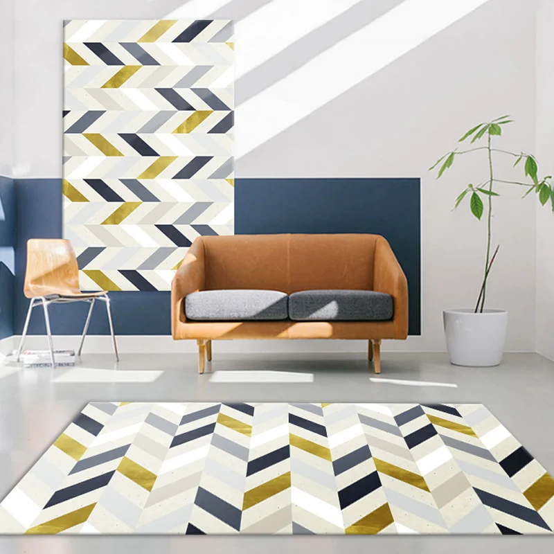 Alfombra con patrón geométrico único, alfombra modernista Multicolor, alfombra antideslizante lavable de poliéster que adm...