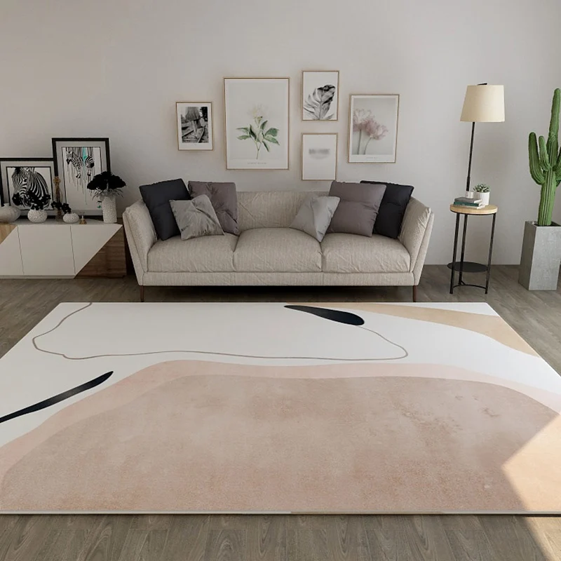 Alfombra contemporánea con estampado de bloques de color en color marfil, novedad, alfombra lavable de poliéster para dorm...