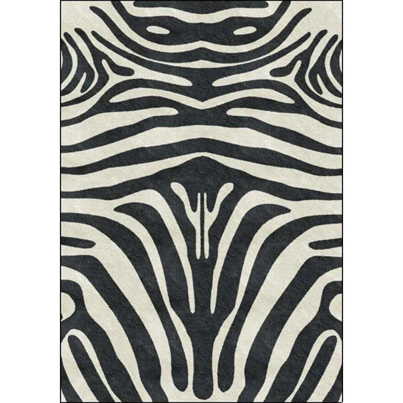Alfombra contemporánea con estampado de rayas de cebra, alfombra de poliéster en blanco y negro, alfombra antideslizante l...
