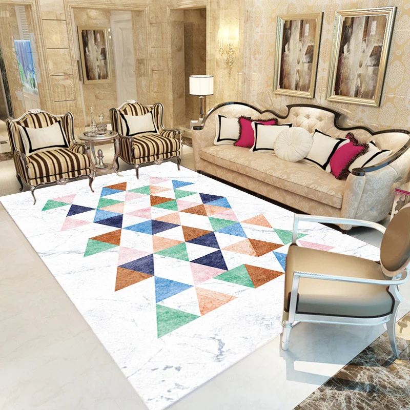 Alfombra contemporánea con patrón geométrico rayas, alfombra de poliéster multicolor, respaldo antideslizante, alfombra la...
