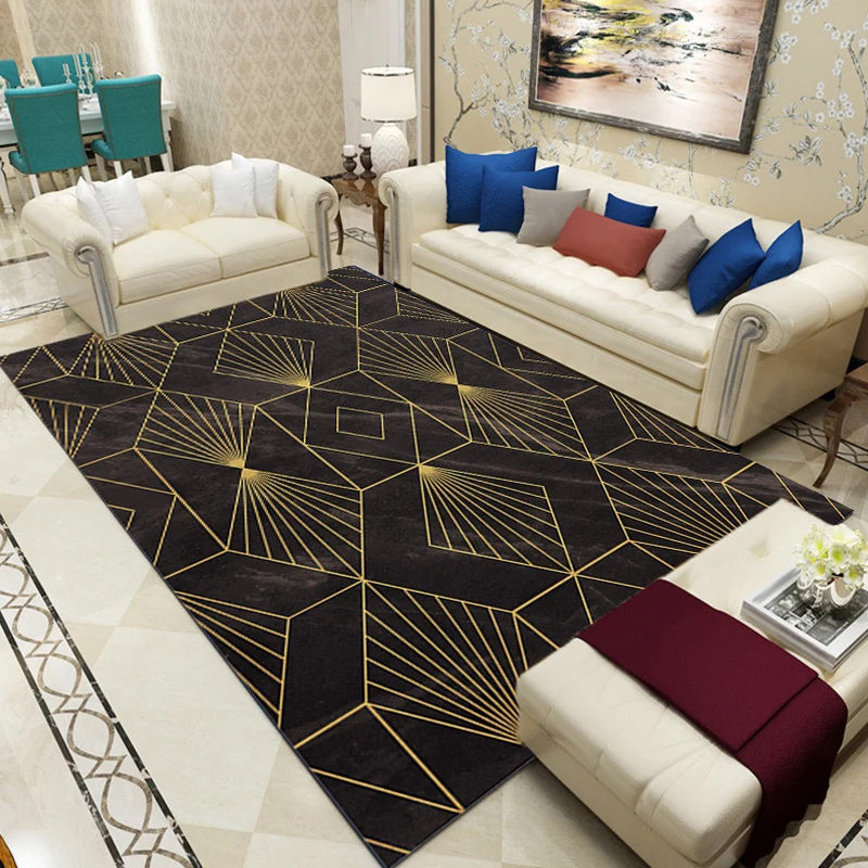 Alfombra contemporánea con patrón geométrico rayas, alfombra de poliéster multicolor, respaldo antideslizante, alfombra la...