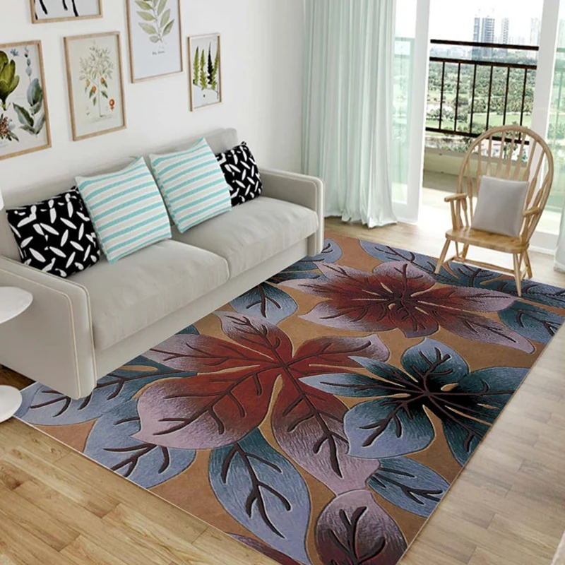 Alfombra contemporánea elegante, alfombra botánica multicolor, respaldo antideslizante, alfombra lavable máquina para deco...