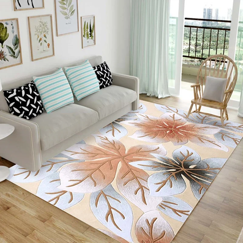 Alfombra contemporánea elegante, alfombra botánica multicolor, respaldo antideslizante, alfombra lavable máquina para deco...