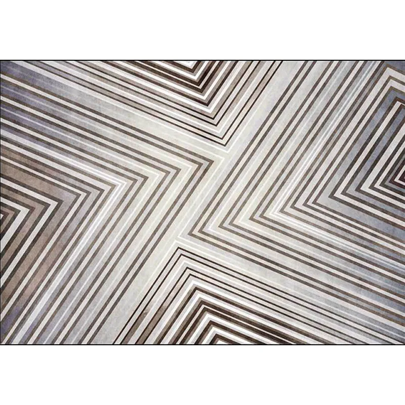 Alfombra contemporánea gris, alfombra con estampado de rayas de poliéster, alfombra lavable con respaldo antideslizante pa...