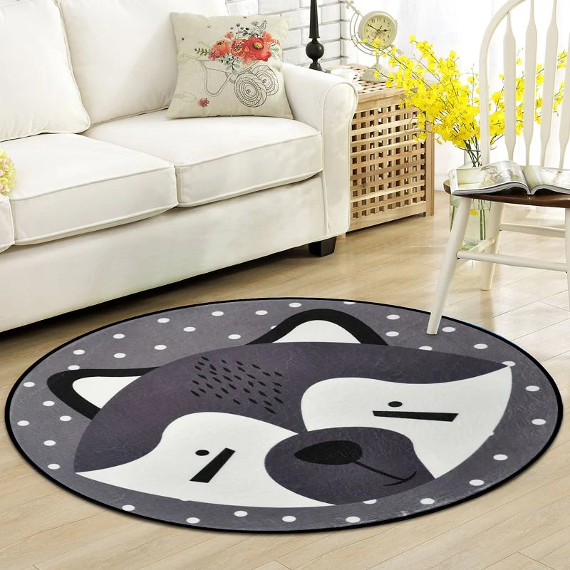 Alfombra creativa de dibujos animados de animales multicolores con fondo punteado, alfombra lavable que admite mascotas, a...