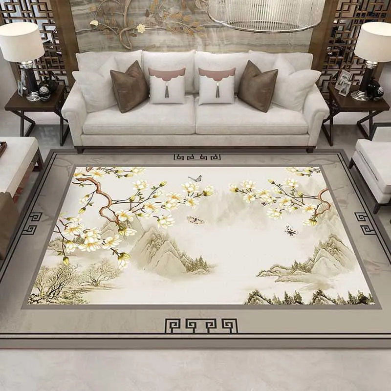 Alfombra De Decoración Asiática Alfombra Floral Multicolor Alfombra De Polipropileno Lavable Resistente Las Manchas Alfomb...