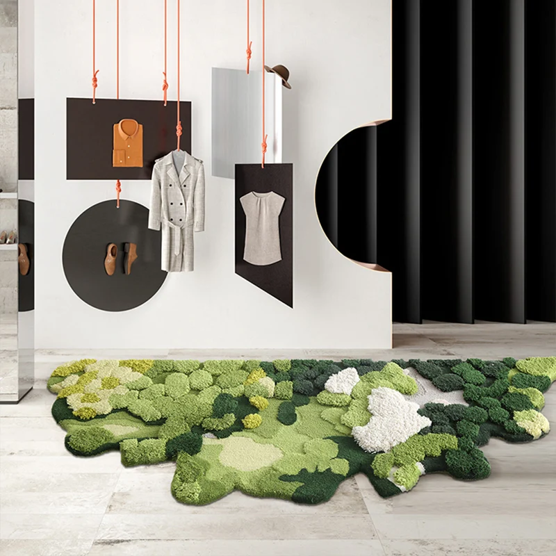 Alfombra de decoración escandinava, alfombra con estampado de plantas multicolores, lana de cordero, alfombra interior lav...
