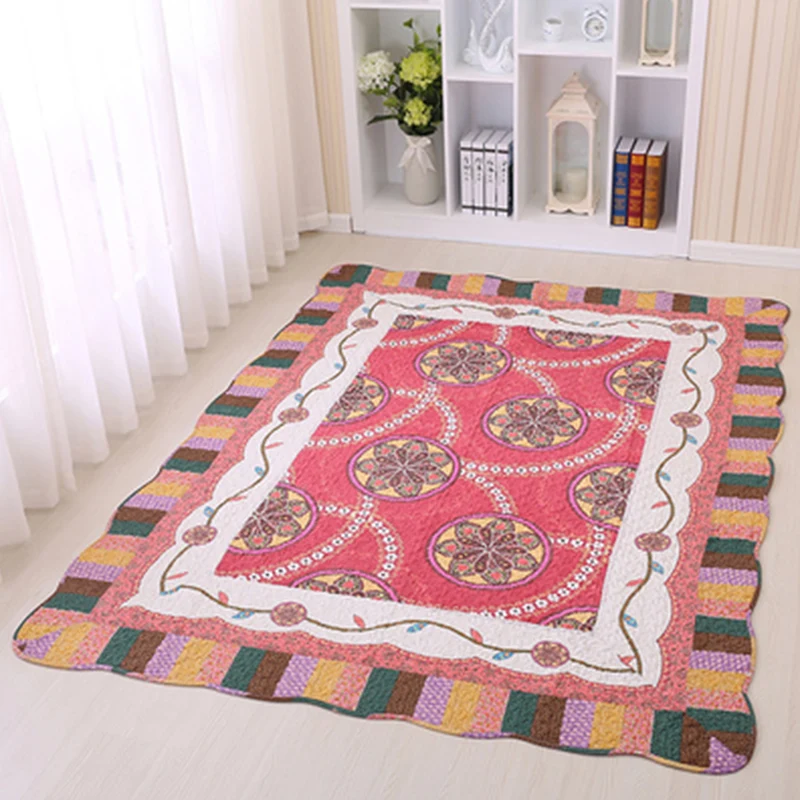 Alfombra de decoración minimalista, alfombra interior con estampado de cuadros multicolor, alfombra de algodón antidesliza...