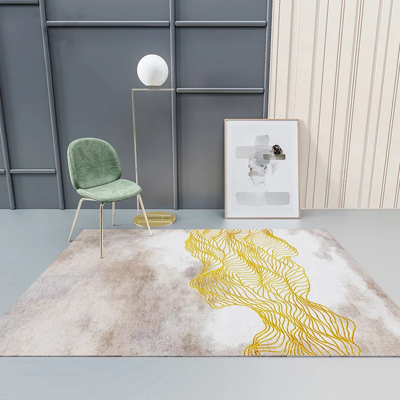 Alfombra de decoración moderna, alfombra interior con estampado abstracto multicolor, alfombra sintética antideslizante qu...