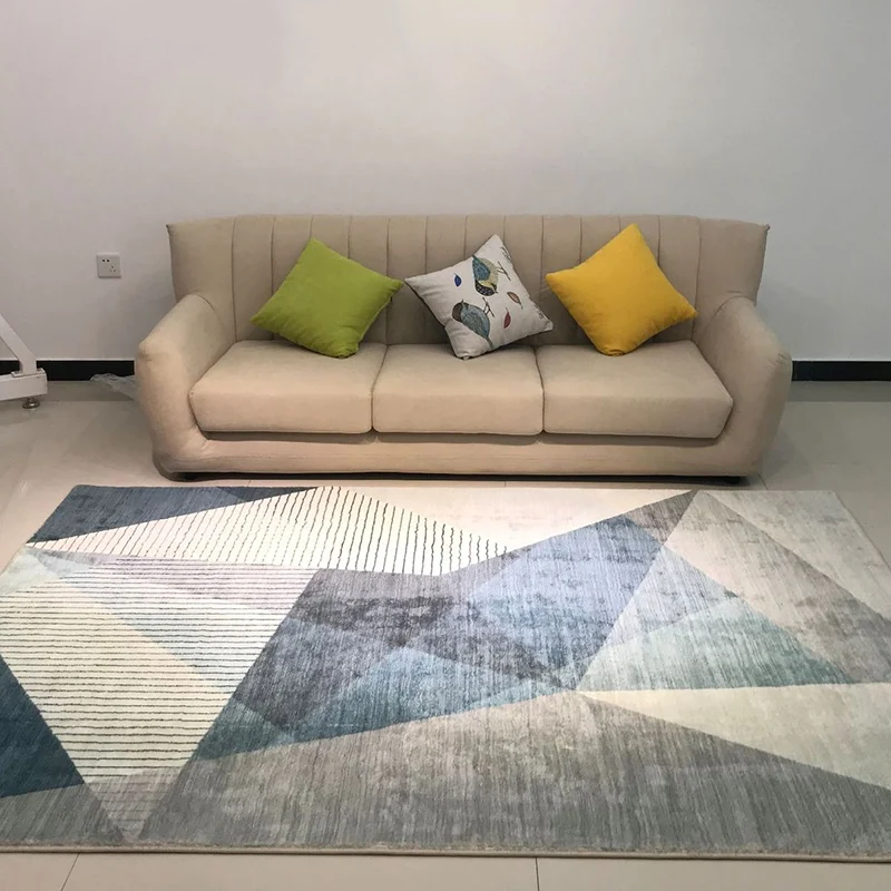 Alfombra de decoración nórdica, alfombra con estampado geométrico multicolor, alfombra sintética antideslizante para inter...