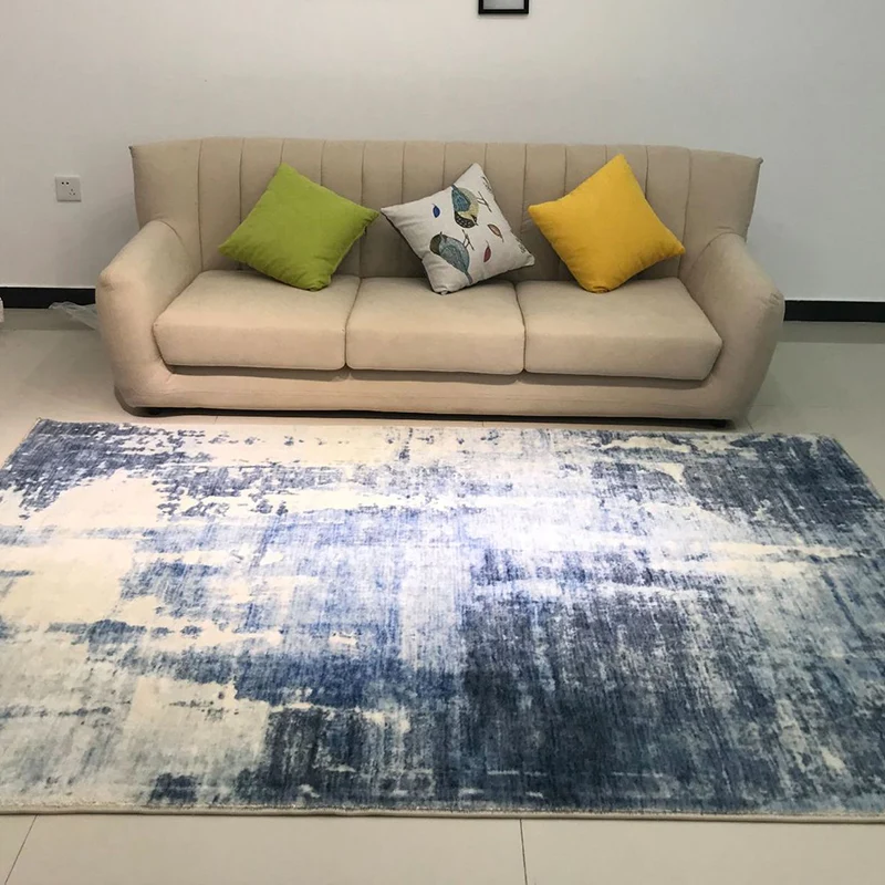 Alfombra de decoración nórdica, alfombra con estampado geométrico multicolor, alfombra sintética antideslizante para inter...