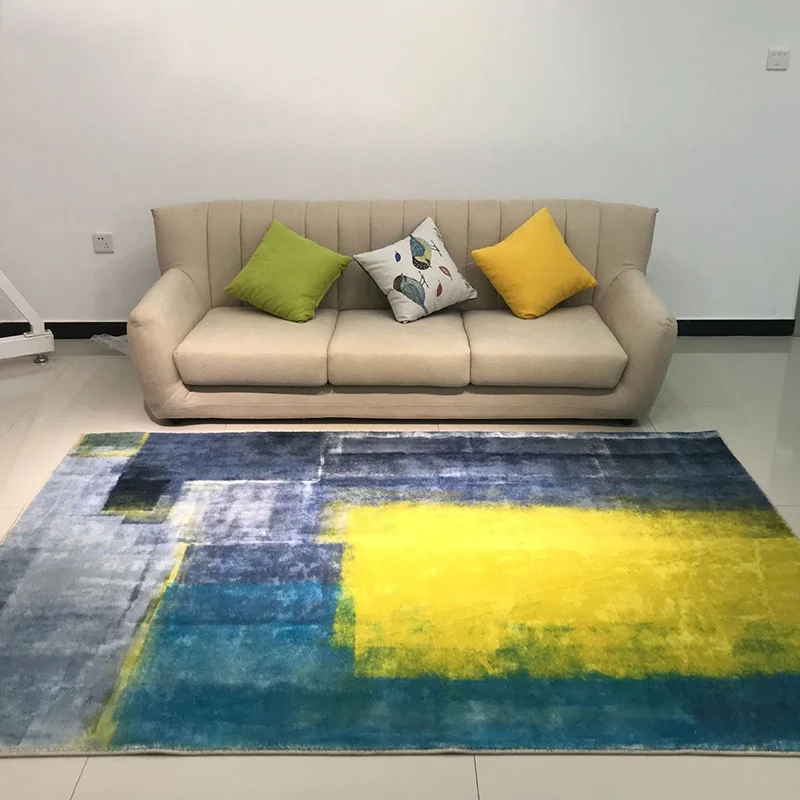Alfombra de decoración nórdica, alfombra con estampado geométrico multicolor, alfombra sintética antideslizante para inter...