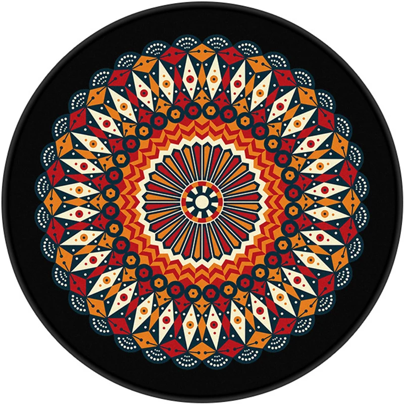 Alfombra decorativa de caleidoscopio, alfombra turca multicolor de poliéster, lavable, resistente las manchas, antidesliza...