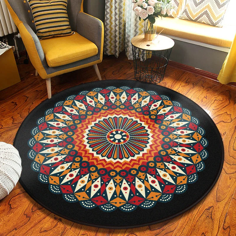 Alfombra decorativa de caleidoscopio, alfombra turca multicolor de poliéster, lavable, resistente las manchas, antidesliza...