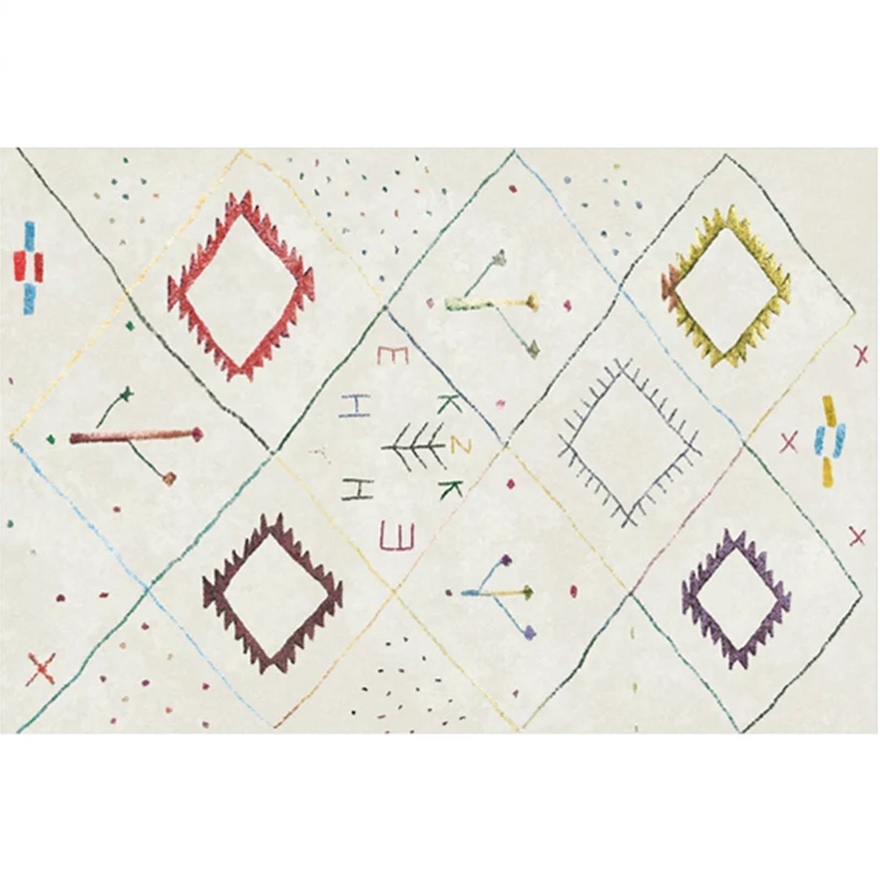 Alfombra decorativa de moda, alfombra con estampado geométrico multicolor, alfombra lavable de poliéster antideslizante y...