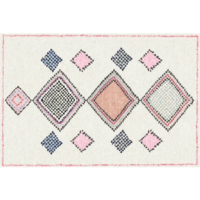 Alfombra decorativa de moda, alfombra con estampado geométrico multicolor, alfombra lavable de poliéster antideslizante y...