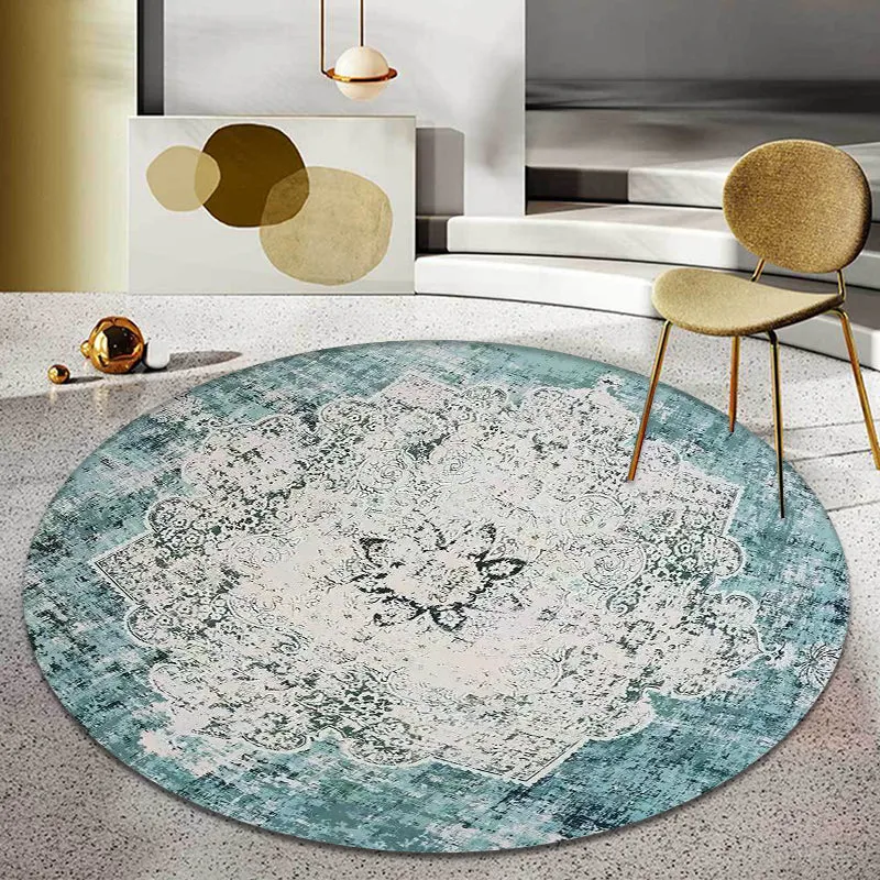 Alfombra decorativa multicolor, alfombra con estampado de medallón Shabby Chic, alfombra de poliéster lavable máquina con...