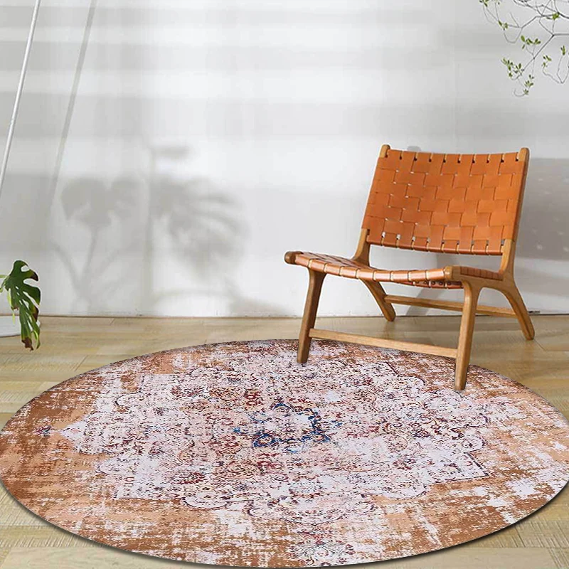 Alfombra decorativa multicolor, alfombra con estampado de medallón Shabby Chic, alfombra de poliéster lavable máquina con...