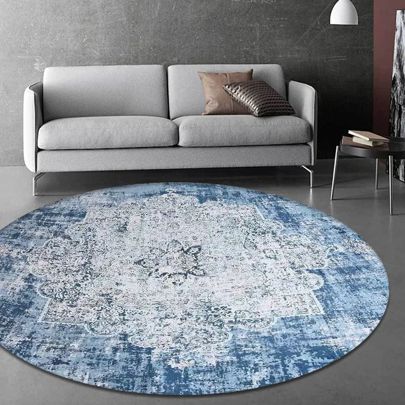 Alfombra decorativa multicolor, alfombra con estampado de medallón Shabby Chic, alfombra de poliéster lavable máquina con...