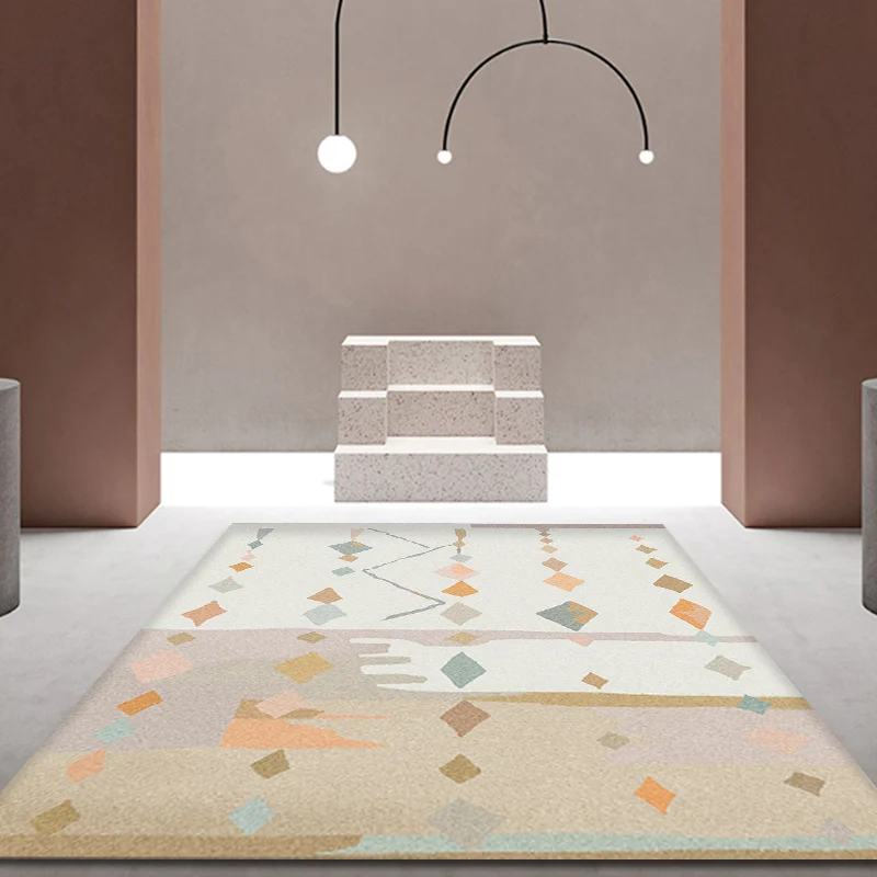Alfombra decorativa multicolor, alfombra con patrón abstracto novedoso, alfombra de poliéster lavable máquina con respaldo...