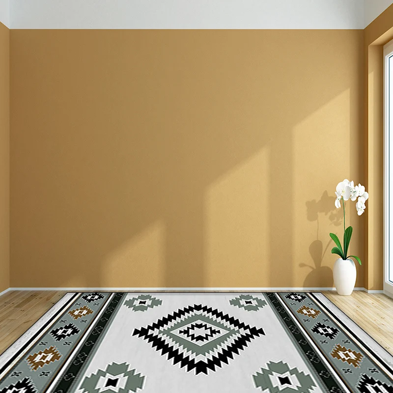 Alfombra de diamante Tribal verde, revestimiento de suelo Vintage decorativo, alfombra sintética antideslizante que admite...