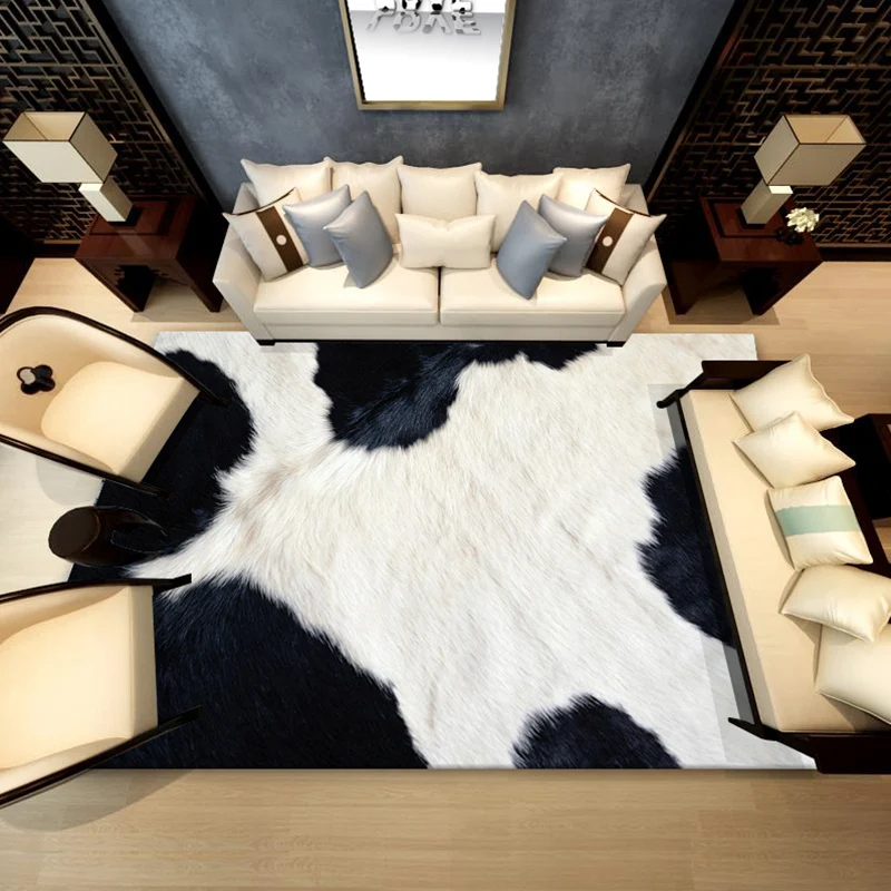 Alfombra de diseño para sala de estar, alfombra interior con estampado de piel de animal multicolor, alfombra lavable anti...