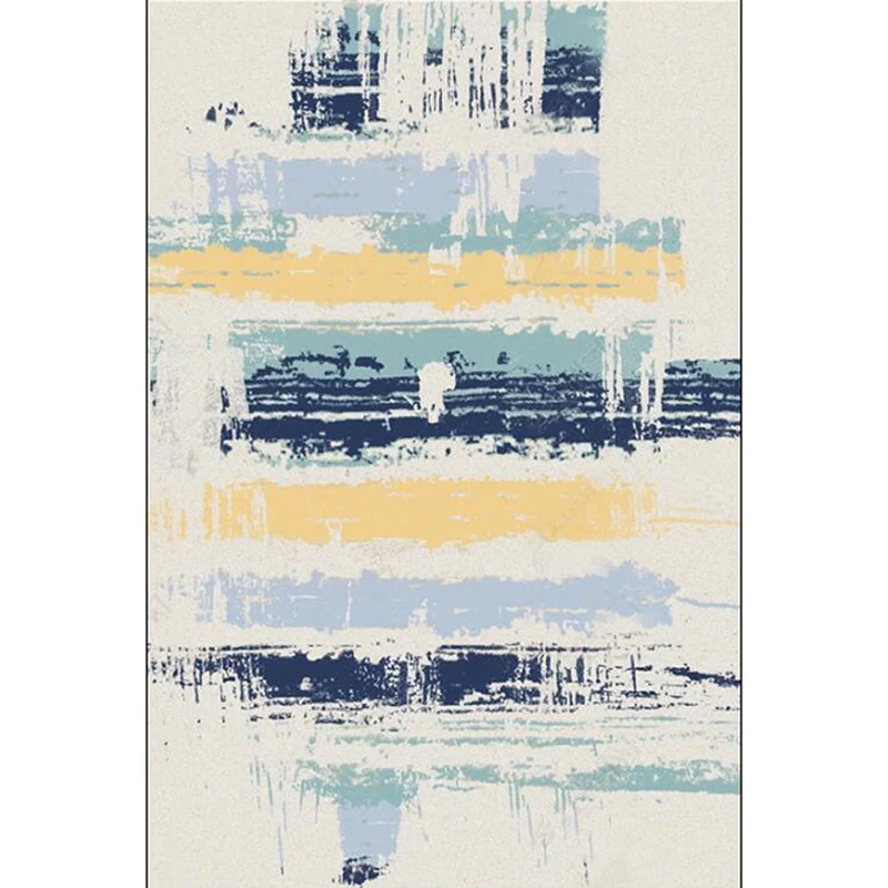 Alfombra de dormitorio de color marfil, alfombra moderna con patrón de pintura de tinta abstracta, alfombra de poliéster l...