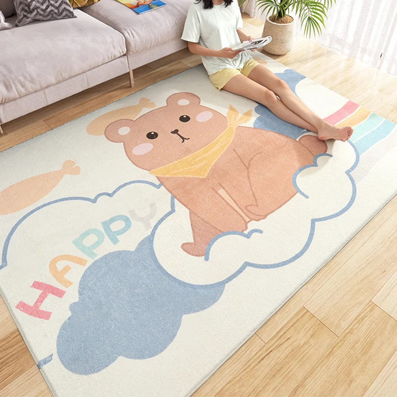 Alfombra De Dormitorio Multicolor Alfombra Relajante con Estampado De Animales Alfombra De Interior Antideslizante Sintéti...