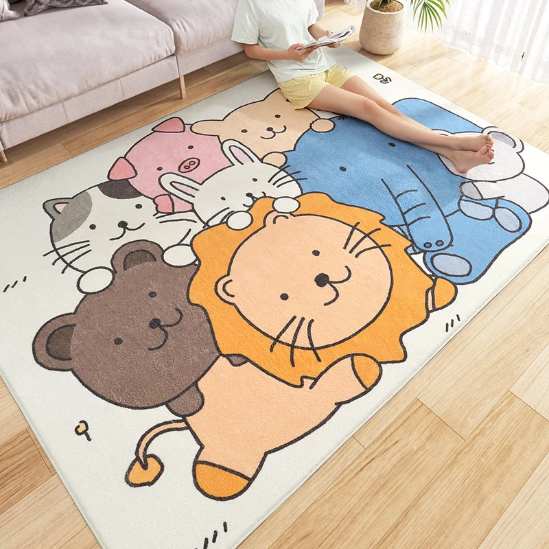 Alfombra De Dormitorio Multicolor Alfombra Relajante con Estampado De Animales Alfombra De Interior Antideslizante Sintéti...