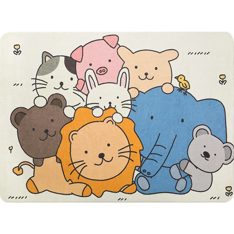 Alfombra De Dormitorio Multicolor Alfombra Relajante con Estampado De Animales Alfombra De Interior Antideslizante Sintéti...