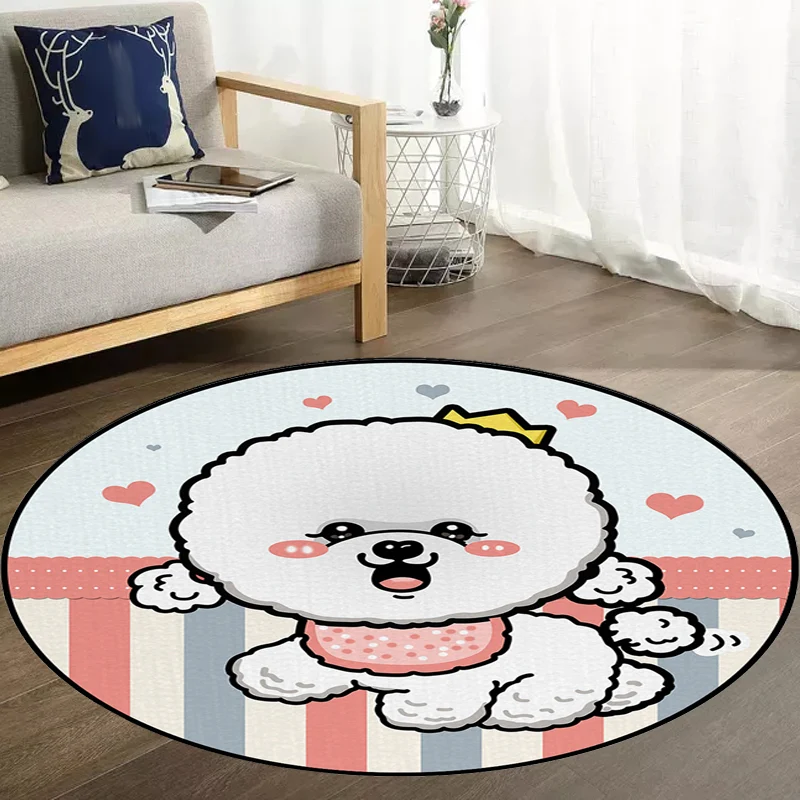 Alfombra de dormitorio para niños en color morado y rojo, alfombra con estampado de fresa y estrella de perro, alfombra an...