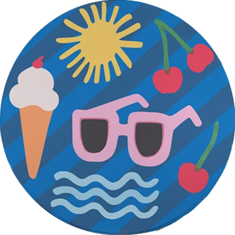 Alfombra de dormitorio para niños en comida y bebida amarilla, alfombra con estampado de vasos de cereza y helado, alfombr...