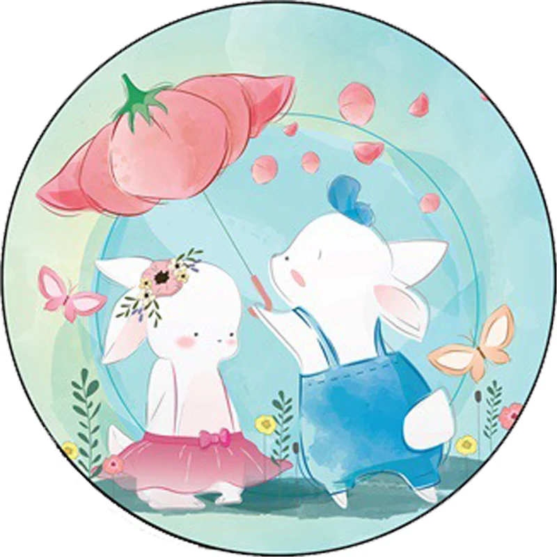 Alfombra de dormitorio para niños con estampado de animales, elefante, conejo, erizo, color azul, alfombra de poliéster qu...